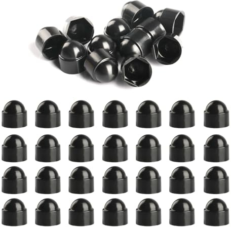 50 Pcs M6 Black Plastic Hex Nut and Bolt Protective Cap Covers, Plastic Screw Caps, Hex Head Dome Bolt Covers, Hexagonal Screw Bolts and Nuts Protection Caps for Matching Screws