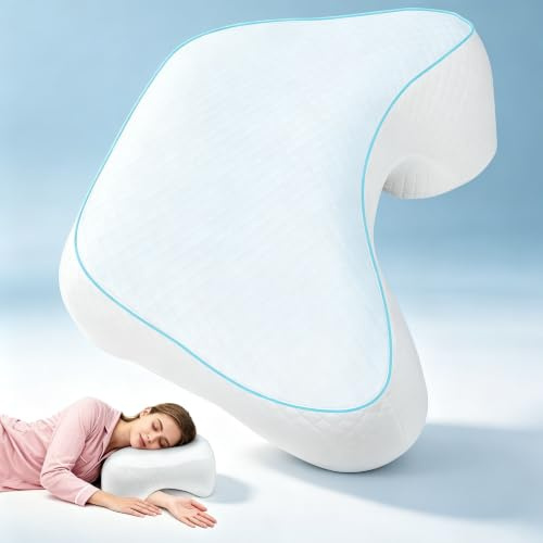 Cuscino per chi dorme di lato con foro per le braccia, cuscino cervicale in memory foam, 3 fori per le braccia, cuscino ergonomico per collo e spalle, dorme di lato, dorme a pancia in giù