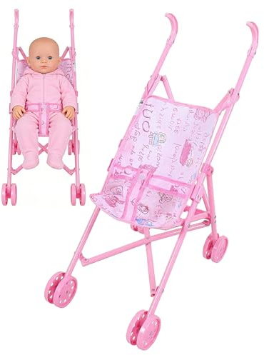 Puppenbuggy, Puppenwagen Klappbar Mit 4 Rädern, Sicher Und Leicht, Rollenspielzeug Für Jungens Und Mädchen Ab 1 Jahr, Passend Für Puppen Der Meisten Größen (53 X 25 X 49 cm)
