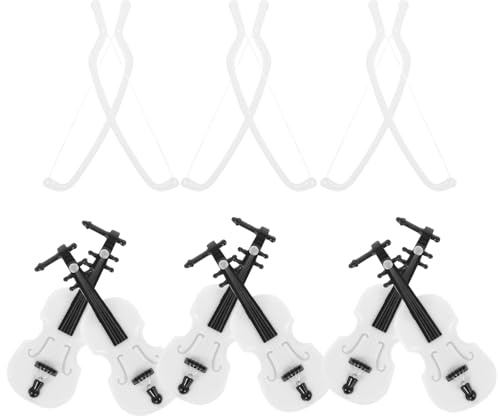 Homoyoyo 6 Stück Kleiner Geige Dekorationsset aus Kunststoff mit Klassischem Design Realistische Nachbildung für Puppenhaus und Fotorequisiten