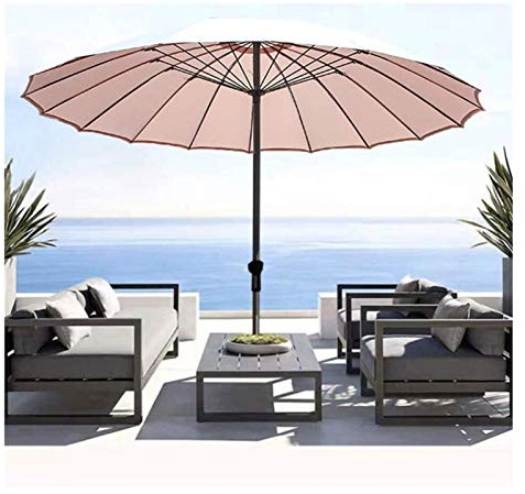 Outdoor Garden Parasols 2.7m Large Grey Parasols, with Crank Handle, 38mm Aluminum Column, 18 Fiberglass Brackets, for Balcony Sun Protection Without Base good