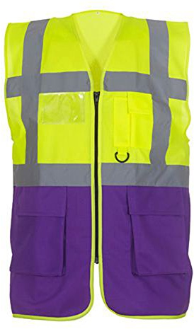 Yoko Hi-Vis Premium Executive/Manager Waistcoat / Jacket (3XL) (Hi Vis Yellow/Purple)