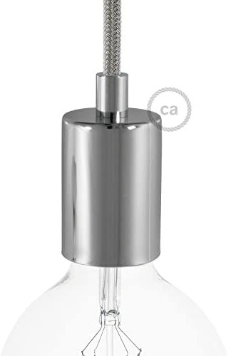 creative cables - Zylindrisches E27-Lampenfassungs-Kit aus Metall - Zylindrisch, Chrom