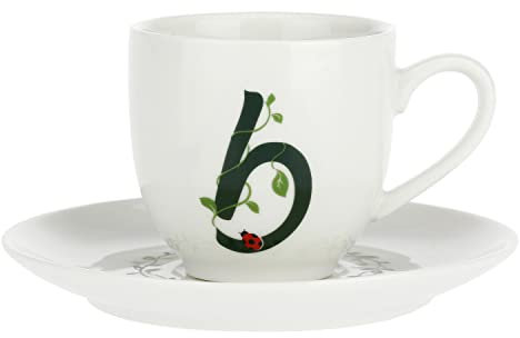 La Porcellana Bianca - Solotua Tazza da caffè con piattino Letter 'B' 85 Gram. in Confezione Regalo