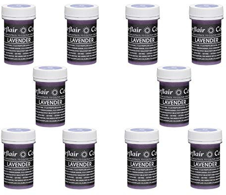 Sugarflair Lavender Pastel Food Colouring Paste, Highly Concentrated for Use with Sugar Pastes, Buttercream, Royal Icing or Cake Mix, Subtle Colour Dye - 25g (Pack of 10)