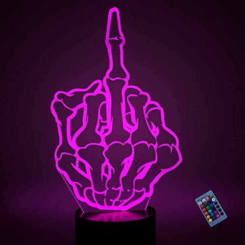 YTDZLTD Optical Illusion 3D Middle Finger Night Light 16 Colors Changing USB Power Remote Control Touch Switch Decor Lamp LED Table Desk Lamp