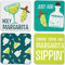 Pavilion Gift Company 74938 Margarita Sentiment, Muster und Charaktere, 4-teiliges Untersetzer-Set mit Box, quadratisch, mehrfarbig