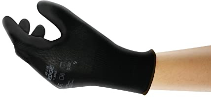 Ansell EDGE 48-126 Arbeitshandschuhe, Vielseitig Einsetzbarer Handschuh, Heimwerker-, Renovierungs-, Mechanik-Arbeiten, Industrie PSA Damen Herren, Schwarz, Größe M (12 Paar)