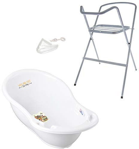 Baignoire bébé thermomètre Blanc Biche 86 cm + Pied + Tuyau