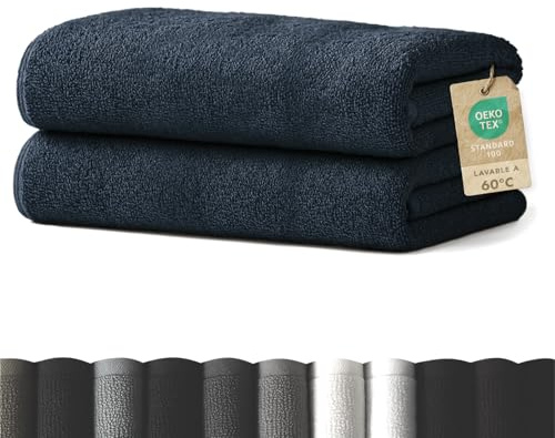 Blumtal Premium Frottier Handtücher Set 2 teilig 100% Baumwolle - Oeko-TEX zertifiziertes Towel 2X (50x100 cm) - Ultra saugstarkes Frottier Handtücher Set waschbar °60 - Handtuch Dunkelblau