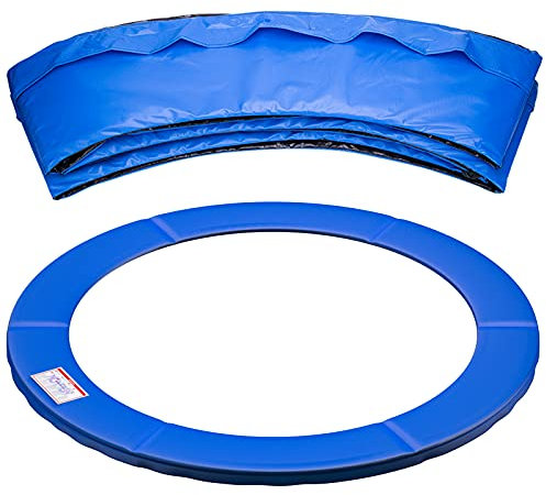Mehomei Federabdeckung für Trampolin Ø 305cm mit 6 Stangen,UV-beständig,Reißfest Federabdeckung, Gartentrampolin Randabdeckung - Blau