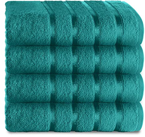 GC GAVENO CAVAILIA Hand Towels for Bathroom, 500 GSM Gym Towel, Highly Water Absorbable Towel Set, Teal, 50X80,4 Pk Hand Towel,554493
