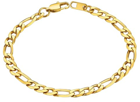 ChainsHouse Figaro Armband Edelstahl Herren Damen in 6/9/13mm Breit | Figarokette Gliederarmband Wasserfest, 3:1 Kettenarmband 19/21cm Länge, Armkette Armreif Schmuck für Geburtstag Jahrestag