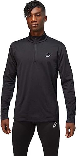 ASICS Hommes Core Longsleeve 1/2 Zip Winter Top Vêtements De Course Haut Manches Longues Performance Black - Noir XL