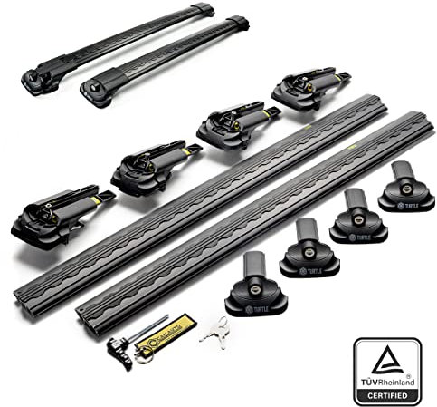 Turtle AIR1 | Dachgepäckträger Dachträger | Kompatibel mit Volkswagen Caddy IV 2020-; Dient der Montage von Dachboxen, oder Dachfahrradträger, Leiter | Robuste Konstruktion aus Aluminium | TÜV