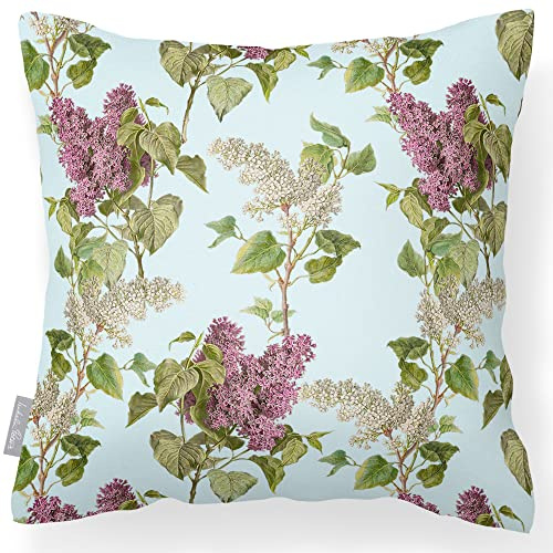 Izabela Peters Waterproof & Breathable Garden Outdoor Cushions, 43 cm, Eco - Fiber Filled, Evening Garden - Duck Egg, Ideal For Rattan Furniture, Chairs, Benches & Patios
