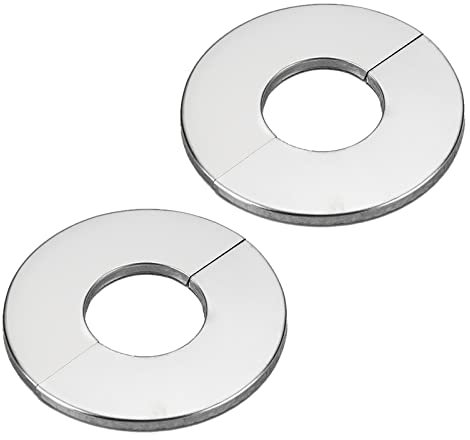 Wall Split Flange Pipe Covers Chrome, Drain Pipe Cover Pipe Snug Stainless Steel Round Escutcheon Plate for Diameter Pipe, 2Pcs Radiator Pipe Collars, Sliver (28mm)