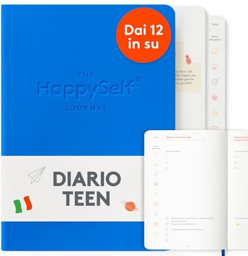 HappySelf The Teen Journal – Ein Tagebuch für Kinder ab 12 Jahren, um Glück und Achtsamkeit zu fördern, positive Gewohnheiten zu entwickeln und Angst zu reduzieren [Italienische Ausgabe]