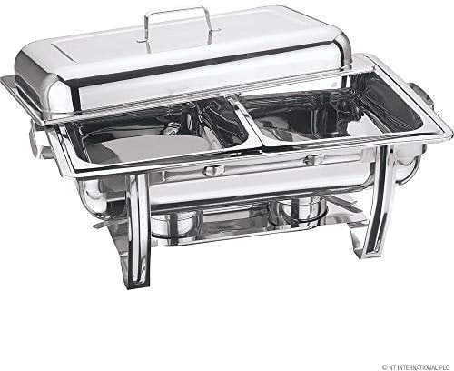 Prima Kitchenware New Stainless Steel Double Chafing Dish Set with 8.50L Food Pan Fuel Holders for Catering Buffet Food Warmer Tray Dining