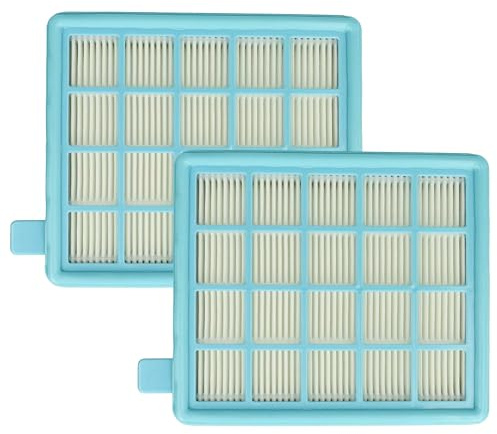 vhbw 2x Staubsaugerfilter kompatibel mit Philips FC8477 | FC8479, FC8478, FC8631, FC8630, FC8633, FC8632 Staubsauger - HEPA-Filter Weiß Hellblau