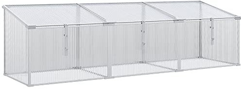 Outsunny Invernadero de Jardín de Policarbonato y Aluminio 180x51x51 cm Vivero Casero con 3 Techos Ajustables Protección UV30+ para Huerto Terraza Patio Transparente