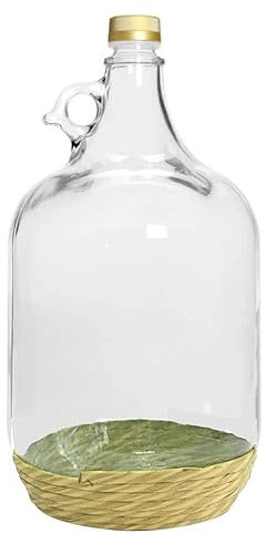 lilawelt24 5L Glasballon mit ECO Korb/Weinballon Glas Flasche Wasserflasche GÄRBALLON GLASFLASCHE (1x 5L Glasflasche)