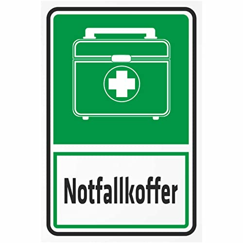 Indigos UG Aufkleber Rettungsschild Notfallkoffer 300x200 mm Hotel, Firma, Schutz, Kita, Arzt, Praxis, Wohnung Sicherheit Warnung