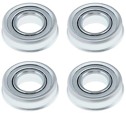 VGOL 4 Stück Radlager für Kofferraum, Schubkarren, Ersatzflansch aus Karbonstahl, Kugellager mit tiefer Rille, 16 mm Innendurchmesser