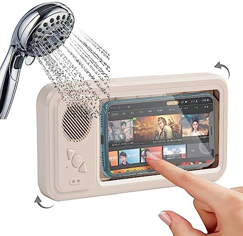 Soporte para TeléFono Ducha con Altavoz InaláMbrico Bluetooth │para BañO BañEra Cocina Espejo De Pared │Impermeable 480 RotacióN Visible Soporte para TeléFono De Ducha Altavoces De Montaje En Caja (C