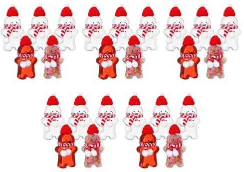 ARTIBETTER 25 Sets Lebkuchenmann Glas Behälter mit Deckel Saftbehälter Kunststoff Wasserflaschen für Kinder Weihnachten Flasche Hut und Schal Weihnachten Lebkuchengläser Weihnachten Keksgläser