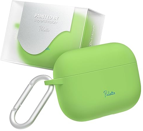 superdivision Palette 16 Colors Compatible with Apple Airpods Pro 2nd/1st Generation Case, Hard & Anti Slip Cover, with Keychain Carabiner 2023/2022/2019 (USB-C/Lightning Cable) (Grass Pool)