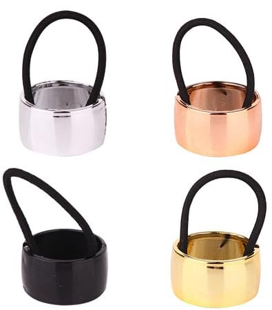 4Pcs Metal Circle Ponytail Holder Ponytails Hair Cuff Elastic Hair Bands Cuff Ponytail Holder Clips Cuff for Women Girls Hair Accessories