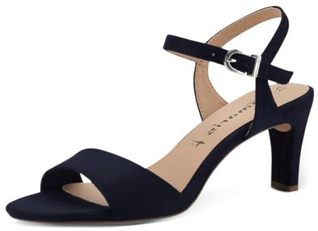 Tamaris Damen Heeled Sandals Textil, blau, 42 EU