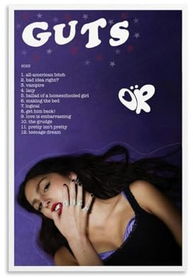 VALKEM Olivia Sänger Rodrigo Guts Album-Poster für Zimmer, ästhetisches Poster, Leinwand, 90er-Jahre-Wandkunst, ästhetische Poster, 40 x 60 cm