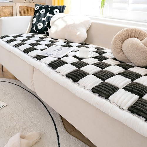 OKYUK Funny Couch Cover Magic Sofa Cover Garden Cotton Protective Couch Cover Plaid Cream-Coloured Large Plaid Square Pet Mat Bed Couch Cover (Black, 70 * 180cm)