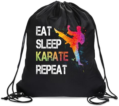 rofiowa Rucksack mit Kordelzug für Männer und Frauen, wasserdichter Sportrucksack für Karate-Liebhaber, Karate-Fan, lustiger Geburtstag, Weihnachten, Turnbeutel, Geschenke für Sie und Ihn, Schwarz,