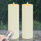 Zevanor Velas LED remotas impermeables sin llama de 10 CM x 30 CM, Velas de plástico marfil grandes con temporizador para exteriores que funcionan con pilas (Larga duración 420 horas, paquete de 2)