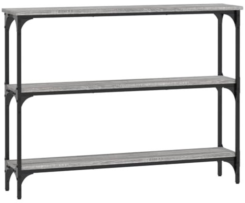 Coavain Konsolentisch für Wohnzimmer 100x22,5x75 cm Stilvolle Flurtisch Metallrahmen Beistelltisch Verstellbare Beine Eingangstisch Dekorieren Zimmer Innenraum Leicht Reinigen Grau Sonoma