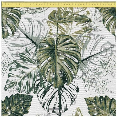 DreamRoots Segeltuch Wasserdicht - Polsterstoff Meterware 160 cm breit - Wasserabweisender Stoff 220 g/m2 600D - Markisenstoff Wasserdicht Meterware Monstera Green Leaf 2M