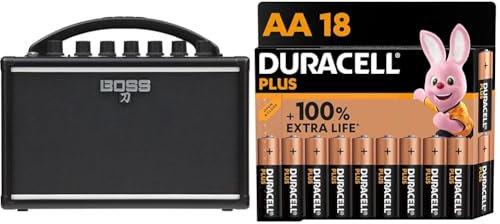 BOSS Ktn-Mini Katana Portable Guitar Amplifier, A Compact, Go-Anywhere Amp That Runs On Batteries & Duracell Plus AA Batteries (18 Pack) - Alkaline 1.5V - Up To 100% Extra Life