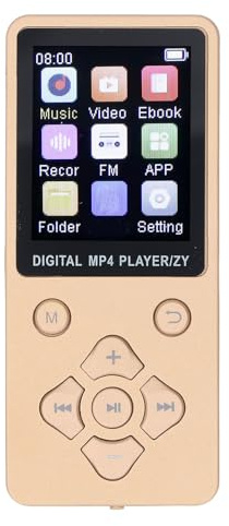 64 GB MP3-Player mit Bluetooth, HiFi-Sound, 1,8-Zoll-Bildschirm, Tragbarer Musik-Player mit Kopfhörern, Rauschunterdrückung, MP3-Musik-Player, Erweitert auf Bis zu 128 GB (Gold)