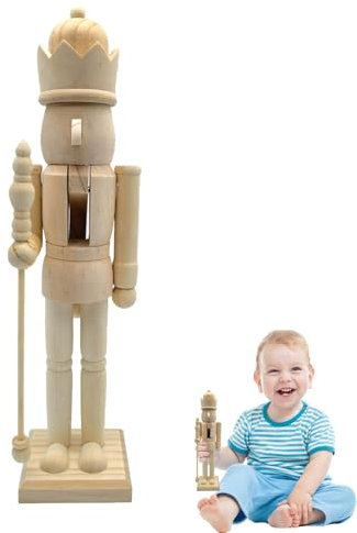 Generisch Casse-Noisette à Peindre - Casse-Noisette inachevé à Peindre - Casse-Noisette de Noël en Bois - Figurine de Table de 38 cm - Décoration créative pour et Filles