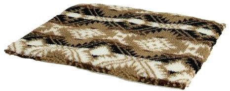 Ancol Self Heating Pet Pad 48 x 38cm in Aztec Brown - Warm Dog Bed with Lamb Fleece Removable Cover - Cosy Puppy Sleeping Mat - Small