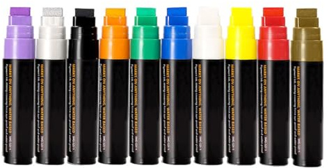 Tiardey Acrylic Marker, Acrylic Paint Marker, 15mm Extra Large Felt Tip, Water-Based Paint Pen, Creative Painting Tool (10 Colors)