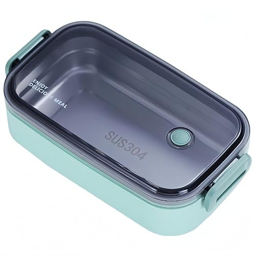 Lonchera Bento Box de acero inoxidable, elegante y visualmente atractiva, recipientes reutilizables para almacenamiento de alimentos con tapas transparentes, aptos para microondas y lavavajillas