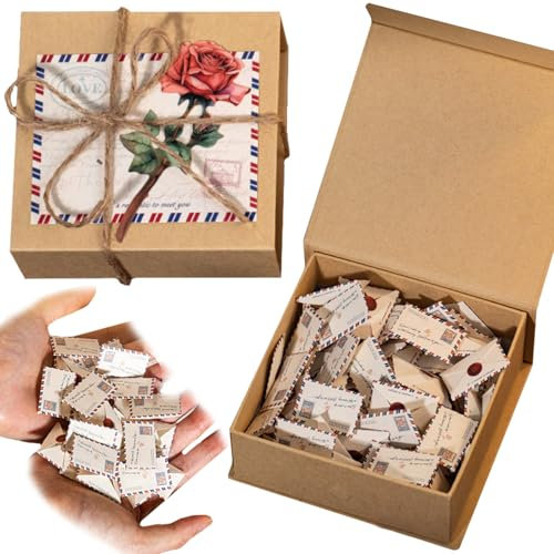 Love Box, 1 Set Liebesbriefbox mit Umschlägen, 10,2 x 10,2 x 5,1 cm, kleine DIY-Karten, Liebesbriefe, Geschenke für ihn oder sie, Liebesbriefspiel für romantische Vorräte für Fernbeziehungen