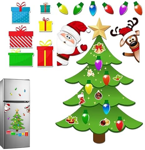Imanes de Navidad para nevera, imanes de árbol de Navidad, calcomanía magnética de PVC con temática navideña, árbol de Navidad magnético para decoración de refrigerador, imanes de nevera, calcomanías