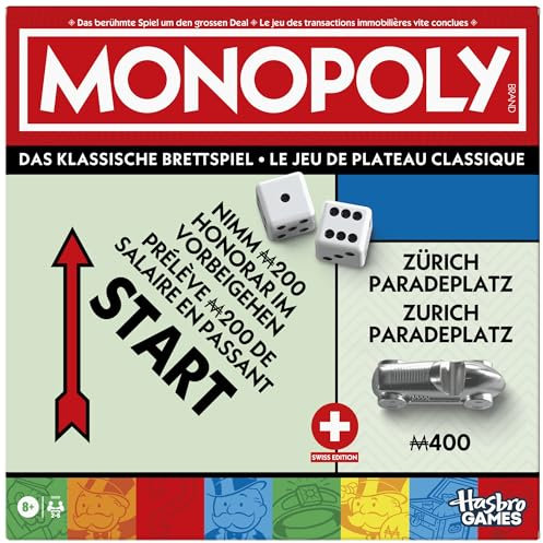 Monopoly Brettspiel mit Aufbewahrungsfach und größeren Spielfiguren - Deutsche Fassung