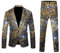 2-Teiliges Herren Anzug Disco Party Kostüm Karneval Glänzende Jacke Und Hose Metallic Glitzer Anzug Herren 70er Jahre Langarm Glänzend Pailletten Cosplay Outfit Paillettenanzüge
