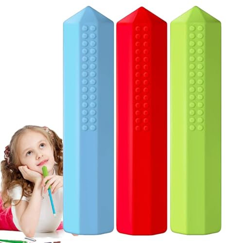 Chew Pencil Topper | Set mit 3 Bleistifttoppern zum Kauen, Buntstiftkappen aus Silikon, Kauspielzeug